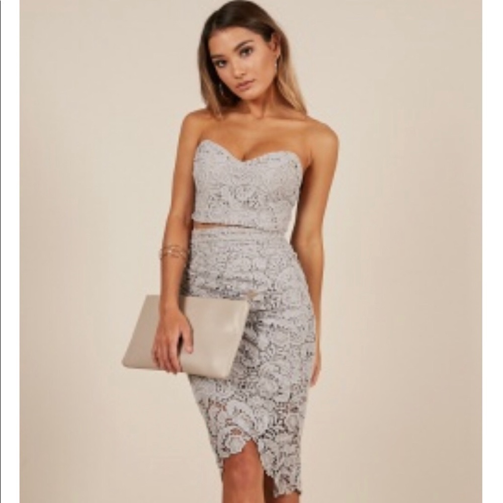 Daliah Two Piece Set In Dusty Blue Crochet 8 (L)